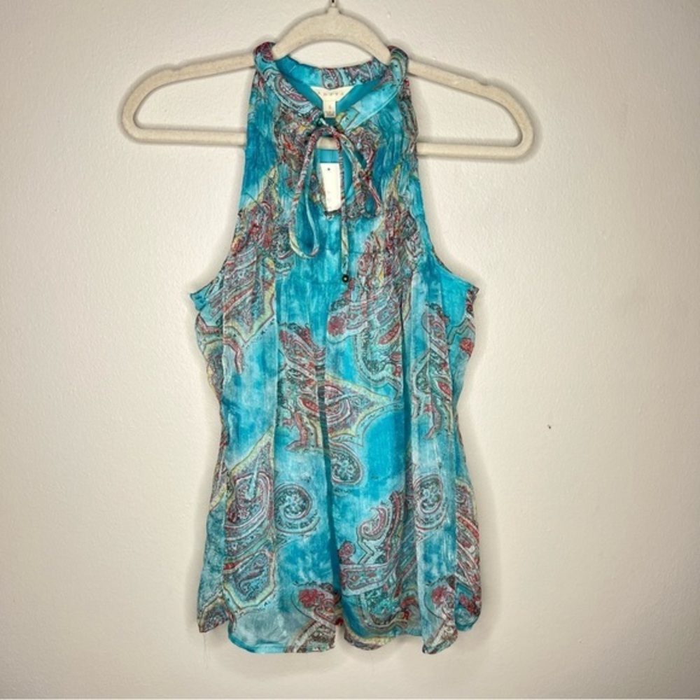 Adiva Womens Size S Sheer Chiffon Paisley Fairy Boho Halter Whimsical Top‎